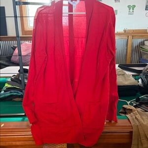 Time and Tru Bold Red Knit Cardigan